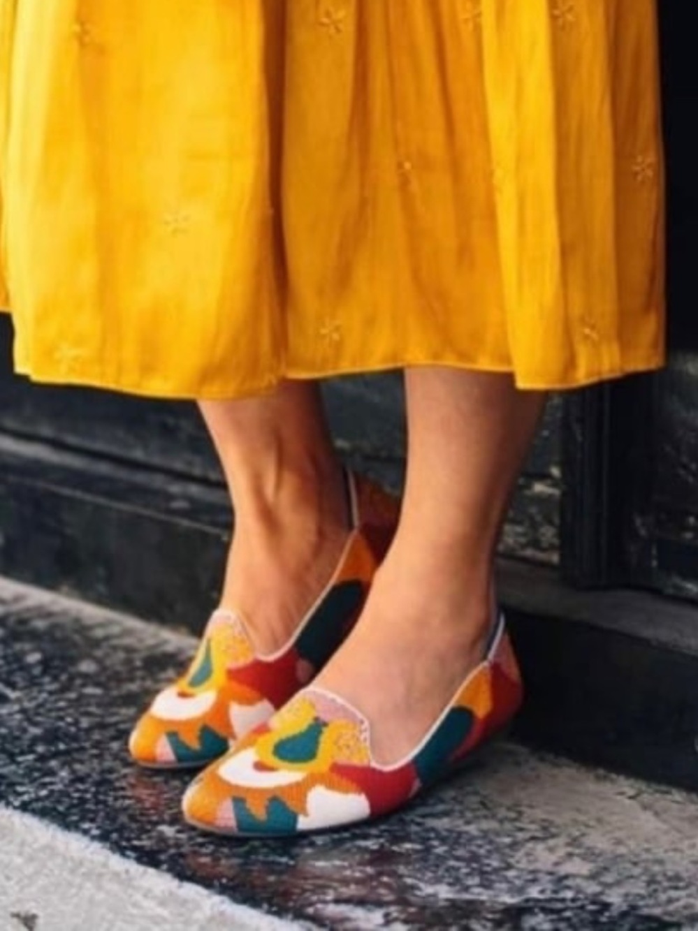 Rothy's Multicolor Knit Slip-On Flats in Red, Mustard & Teal - Picture 7 of 9